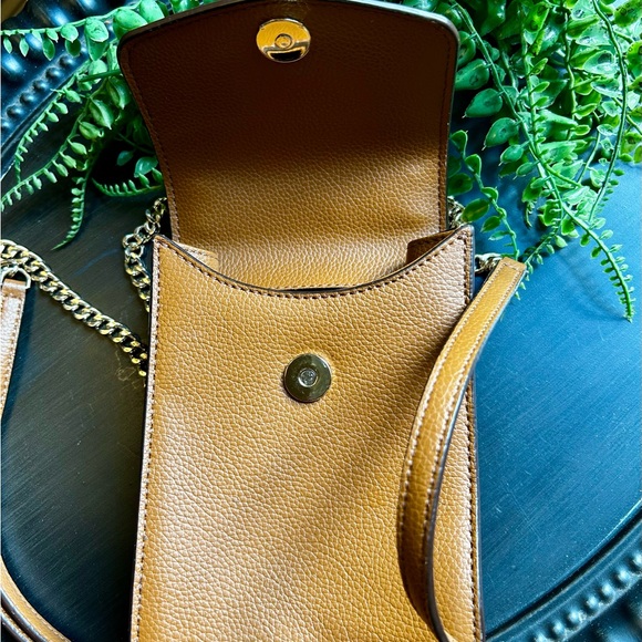 DKNY Tan Leather Crossbody with Gold Accents - Picture 10 of 13